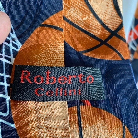 Roberto Cellini Basketball Hoops Men’s Neck Tie - Picture 4 of 7